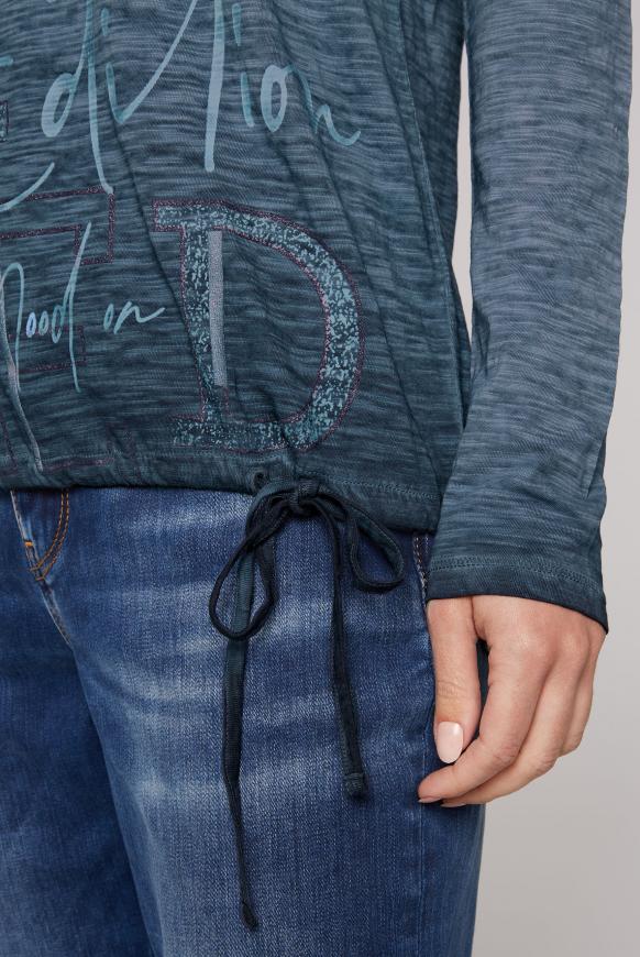 Langarmshirt mit Print und Tunnelzugsaum