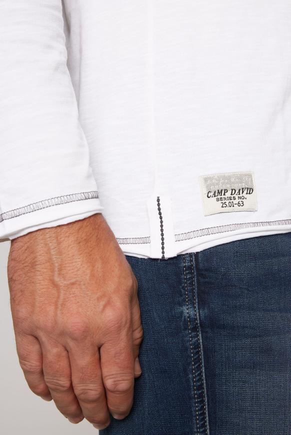 Langarmshirt mit V-Neck und Logo Prints