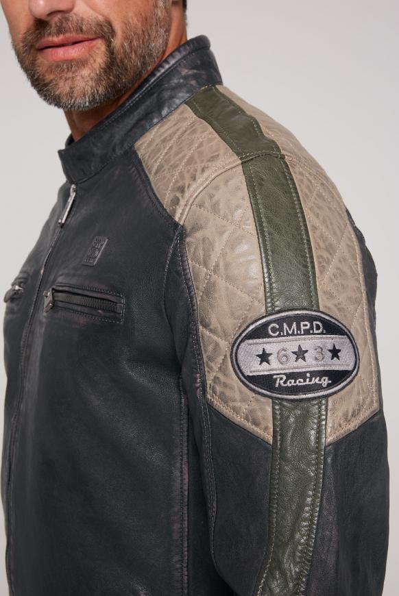 Lederjacke im Racing-Stil mit Patches