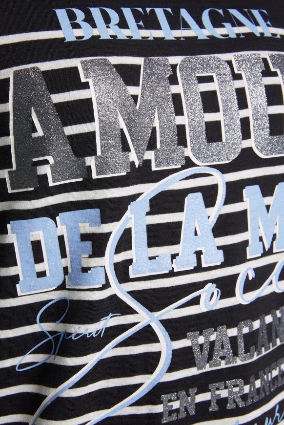 Leichtes Streifenshirt mit Glitter Print