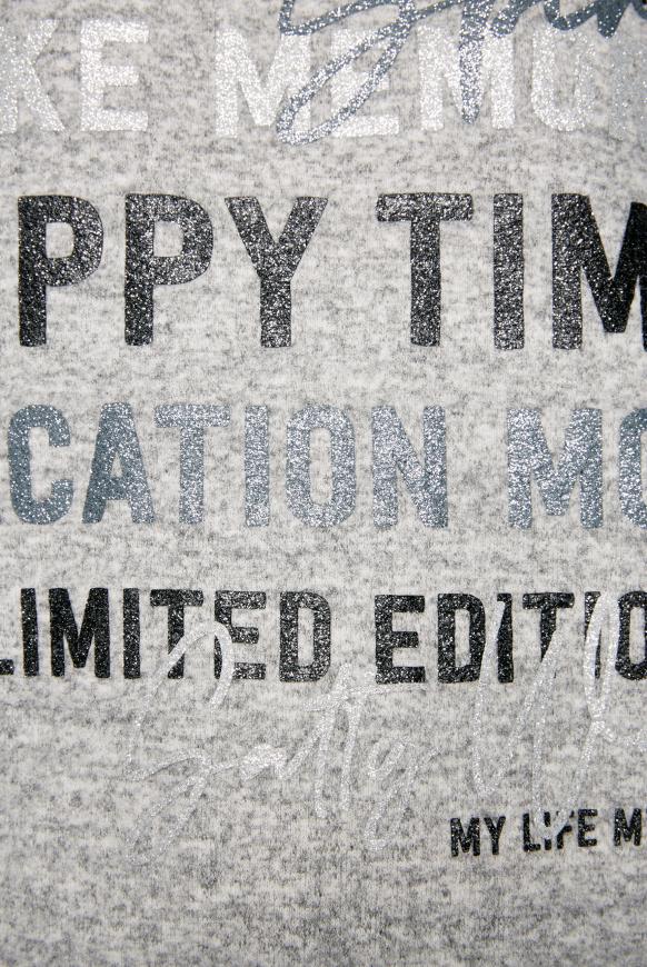 Pullover im Materialmix mit Glitzer-Print