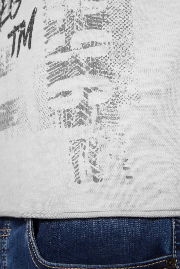Pullover mit Used Look, Print und Tasche