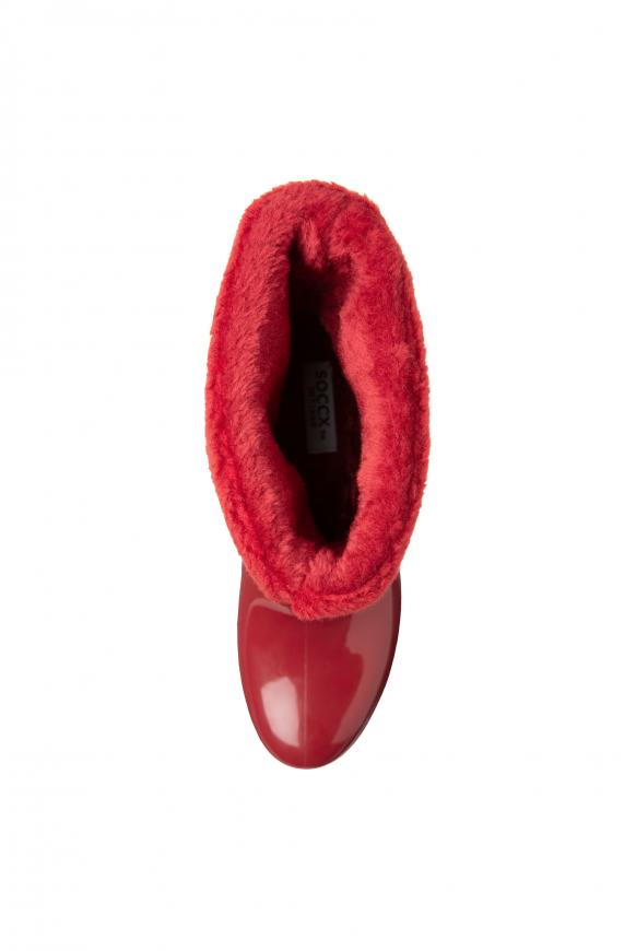 Regenstiefel mit Fake-Fur-Schaft und Logo