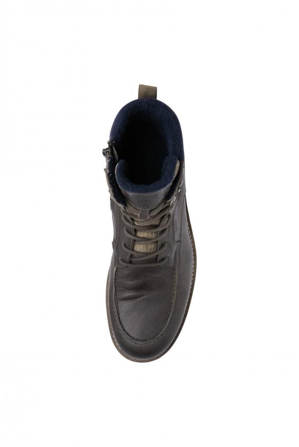 Schnürstiefel aus Leder mit Textil-Schaft
