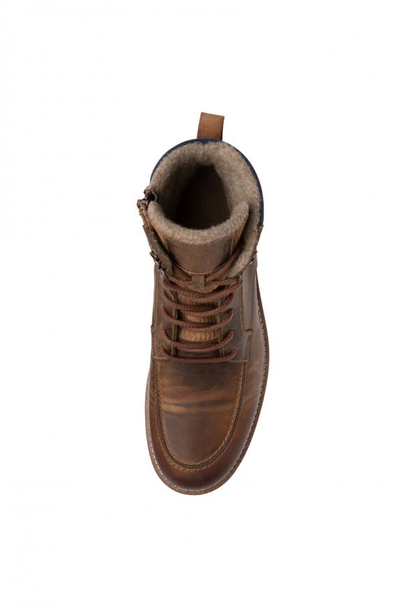 Schnürstiefel aus Leder mit Textil-Schaft