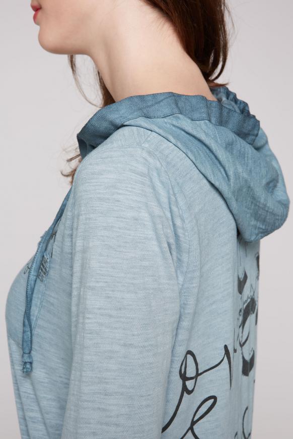 Serafino-Shirt mit Kapuze und Rücken-Print