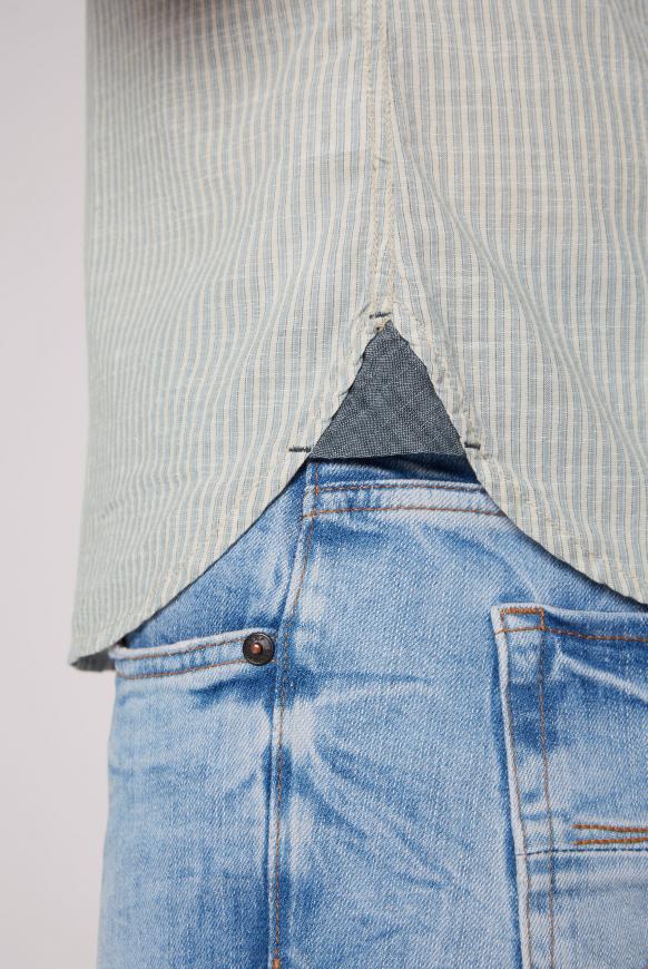 Streifenhemd mit Label Print und Stickereien