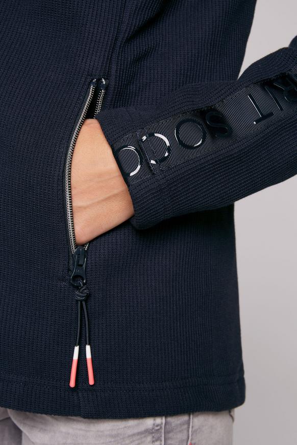 Strukturierte Kapuzensweatjacke mit Logo-Tapes