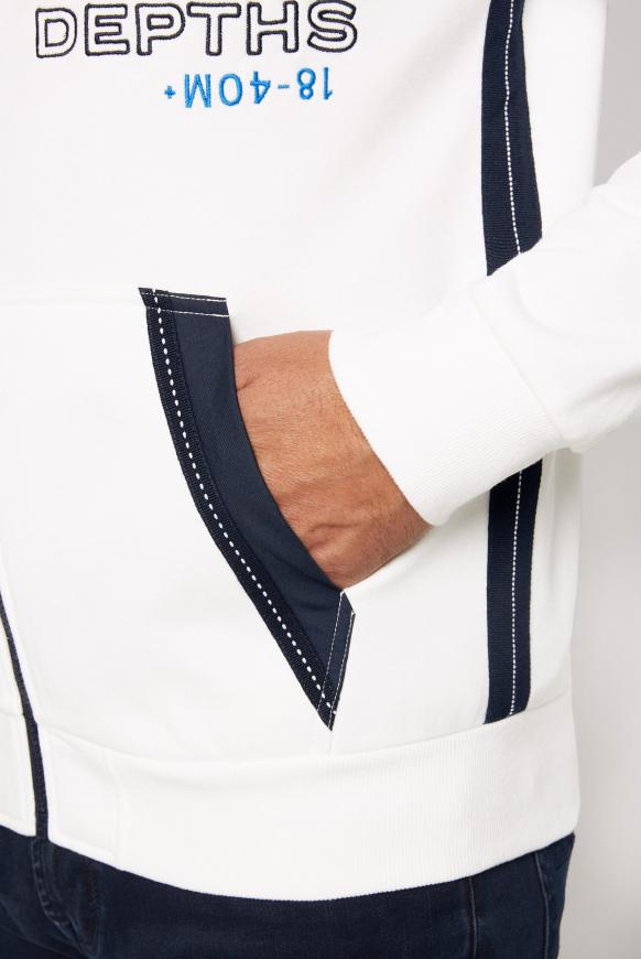 Sweatjacke mit Kapuze im Materialmix
