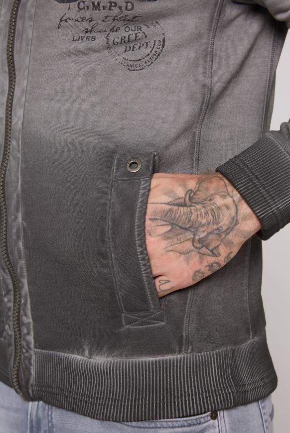 Sweatjacke mit Twill- und Ripp-Details