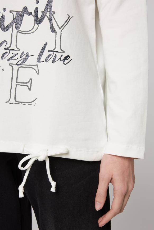 Sweatshirt mit Chenillestrick und Print