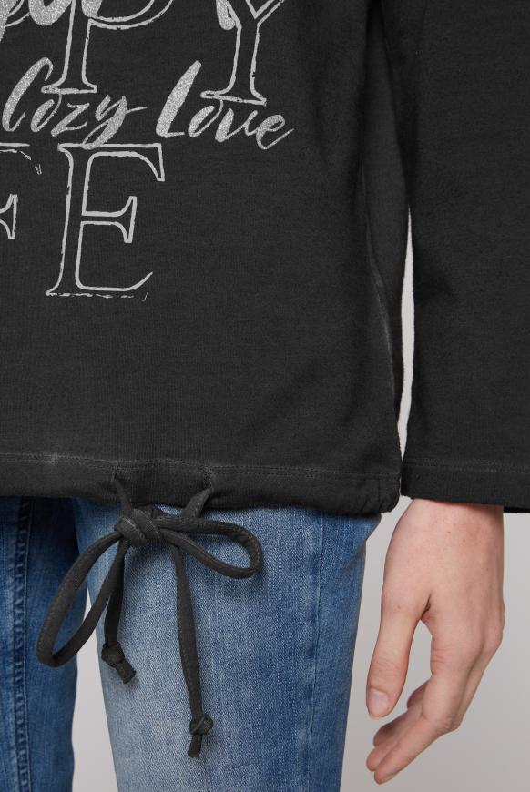 Sweatshirt mit Chenillestrick und Print
