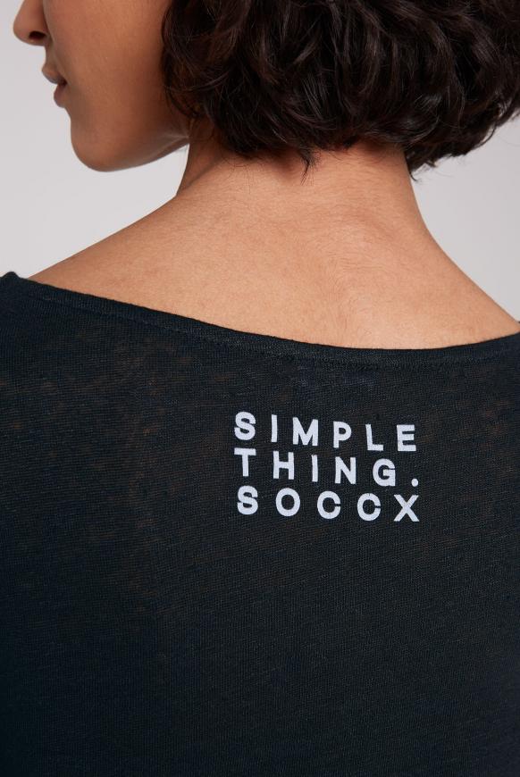 T-Shirt aus Leinen mit kleinem Label Print