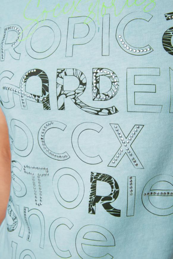 T-Shirt mit Print und Metallsteinchen