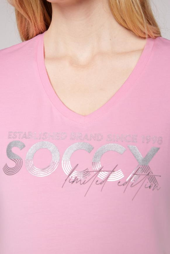 T-Shirt mit V-Ausschnitt und Artwork