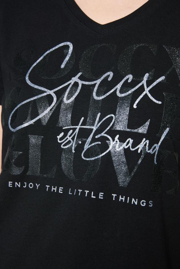 T-Shirt mit V-Ausschnitt und Artwork