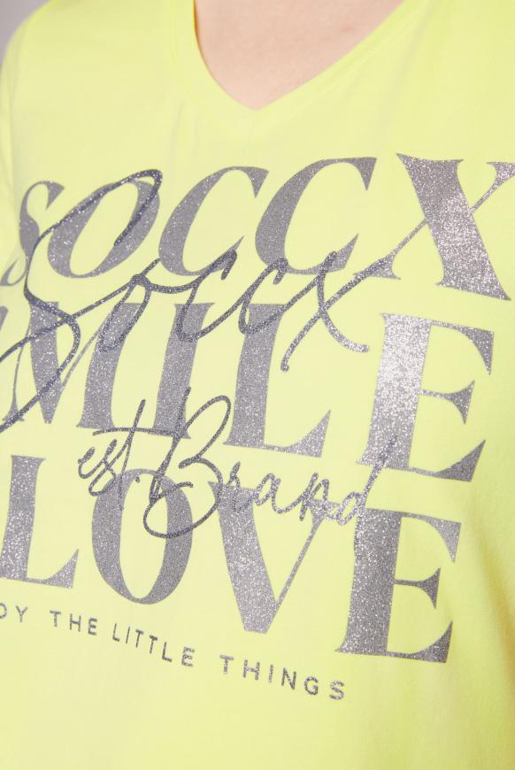 T-Shirt mit V-Ausschnitt und Artwork
