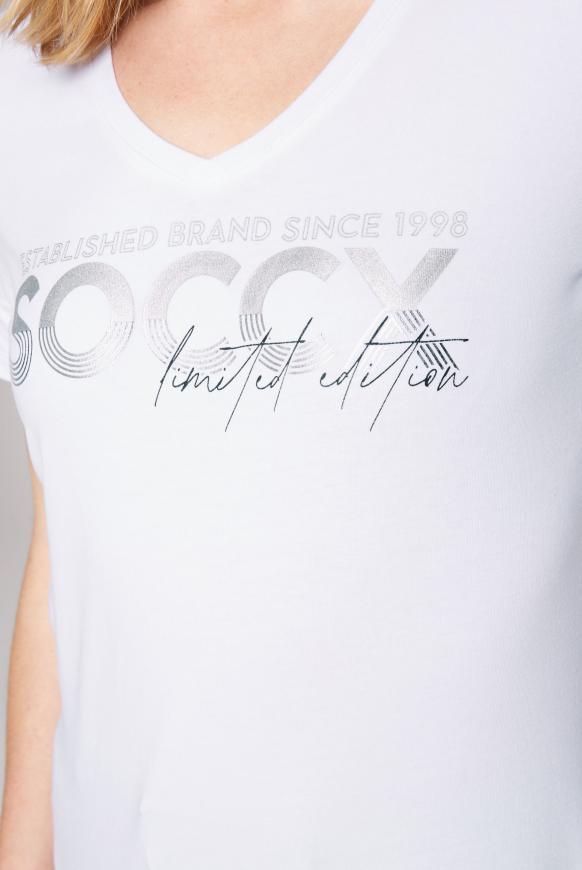 T-Shirt mit V-Ausschnitt und Artwork