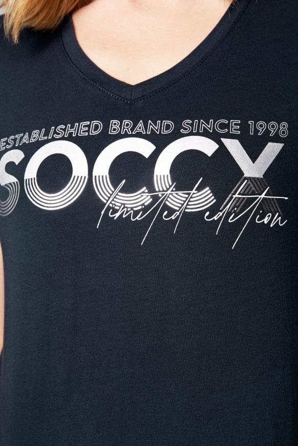 T-Shirt mit V-Ausschnitt und Artwork