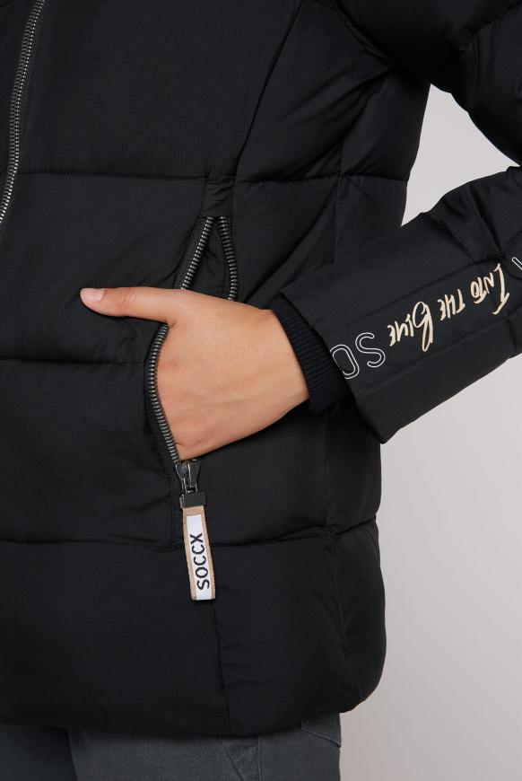 Winterjacke mit Kapuze und Logo-Tapes