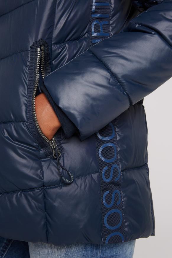 Winterjacke mit Kunstfellkragen und Logo-Tapes