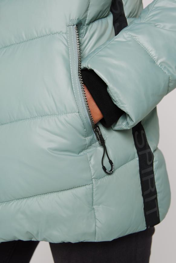 Winterjacke mit Kunstfellkragen und Logo-Tapes