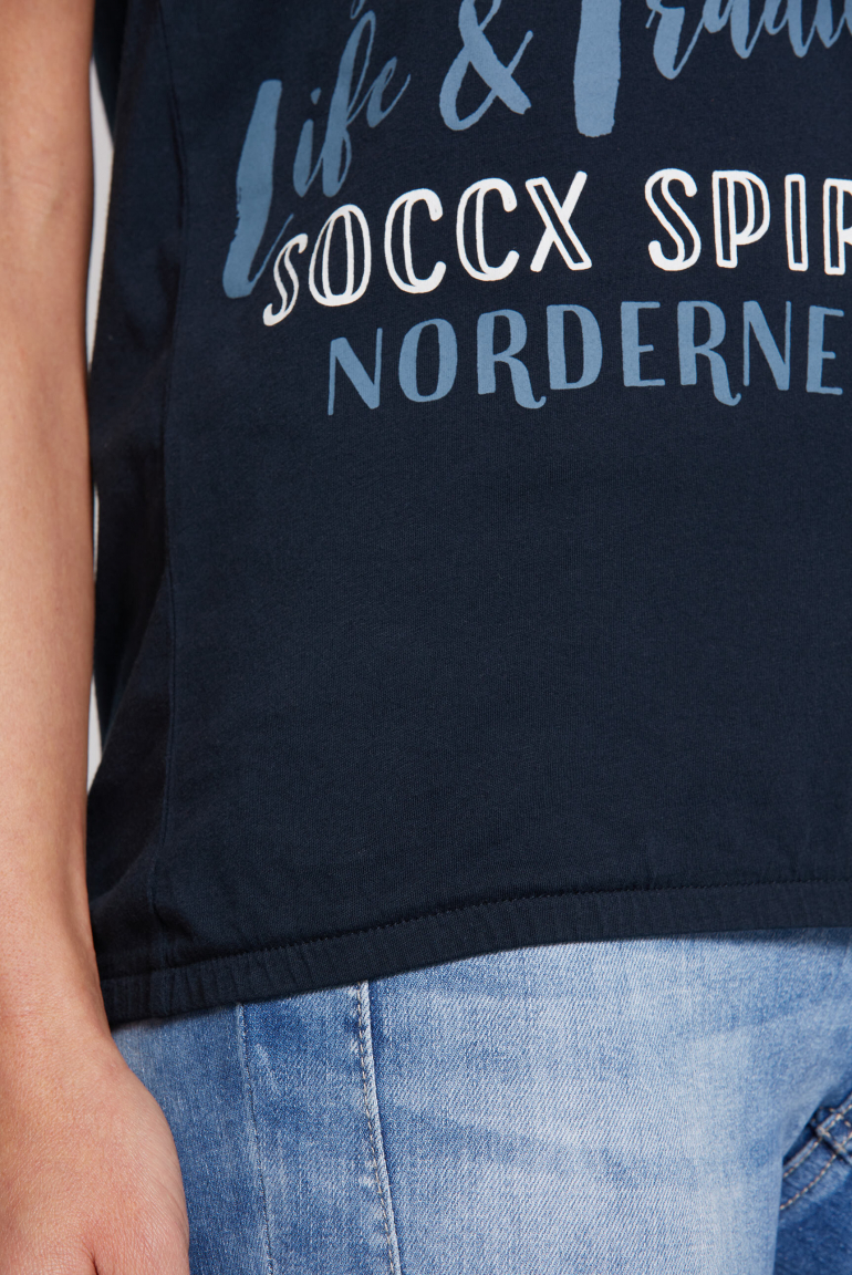 Ärmelloses Shirt mit Print und Elastiksaum