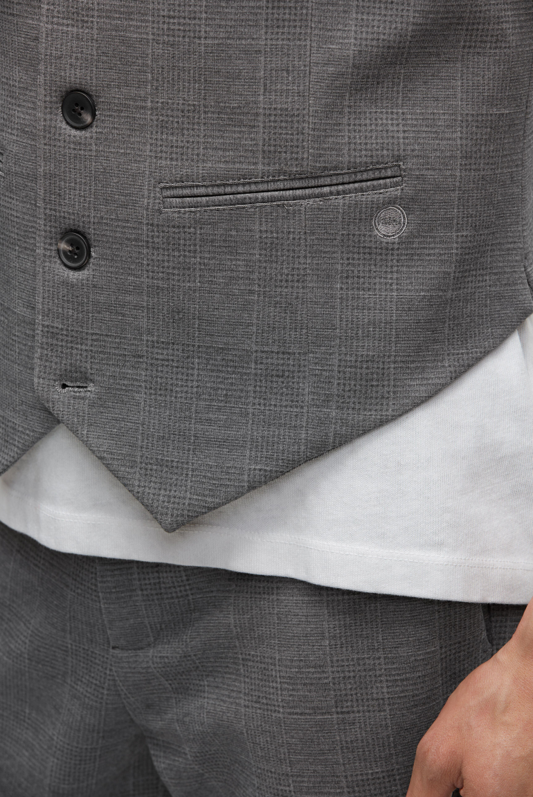 Anzugweste aus Interlock mit Karomuster