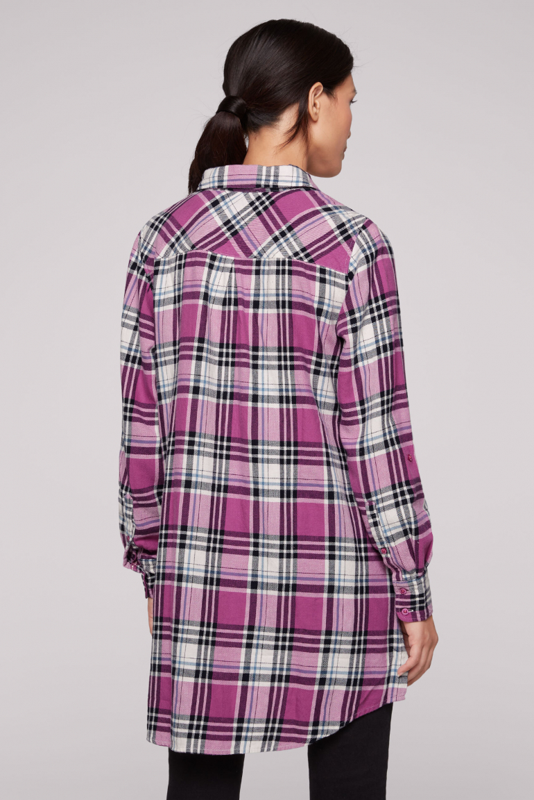 Flanellbluse mit modernem Glencheck-Karo