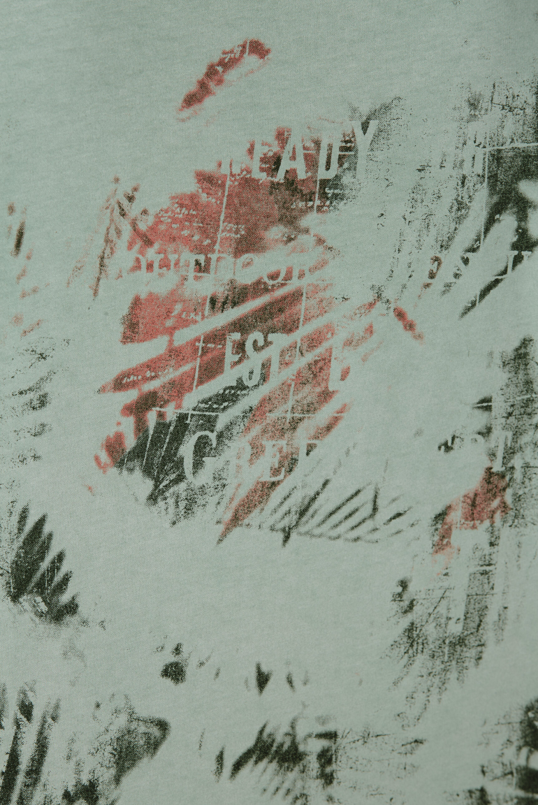 Henley-Shirt mit All Over Print und Stickereien