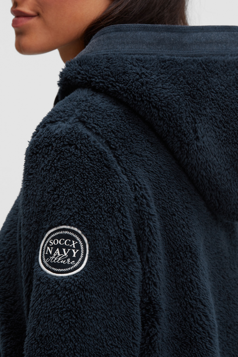 Hoodie aus Sherpa-Fleece mit Label Patch