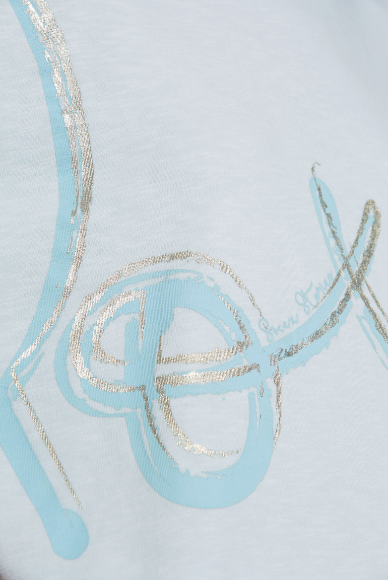 Hoodie mit kurzen Fledermausärmeln und Folienprint