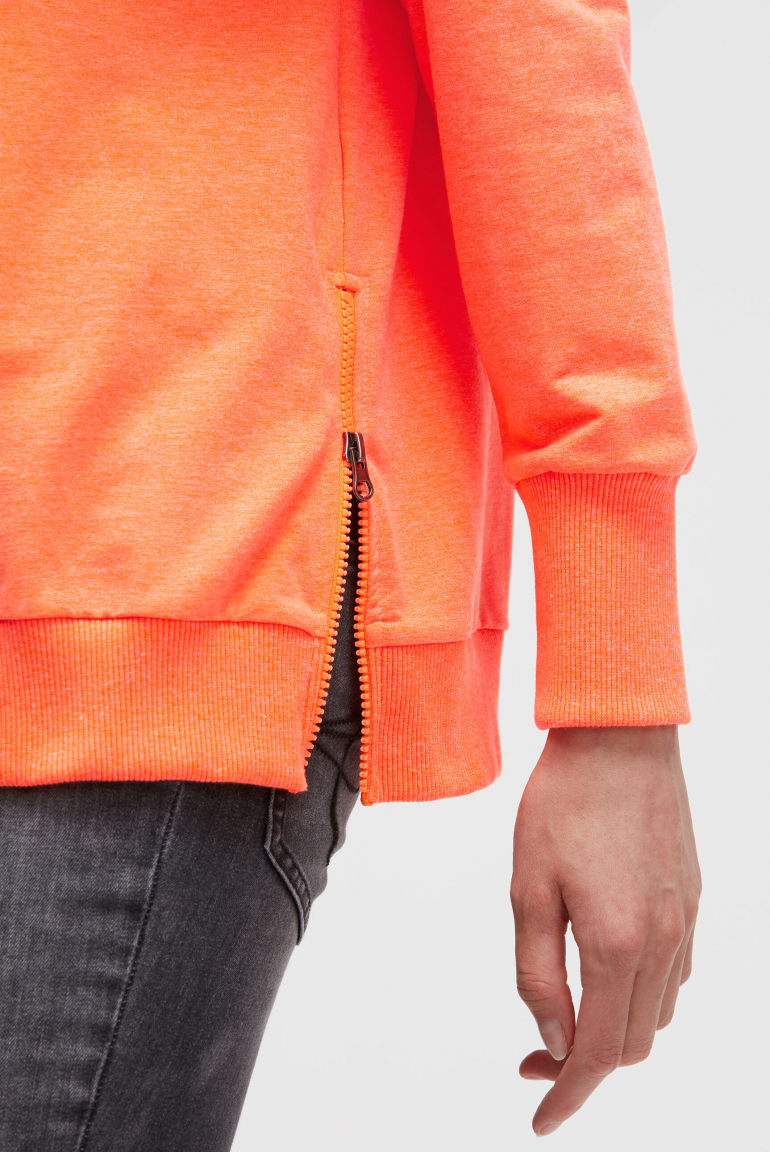 Hoodie mit tonigem Print und Zippern
