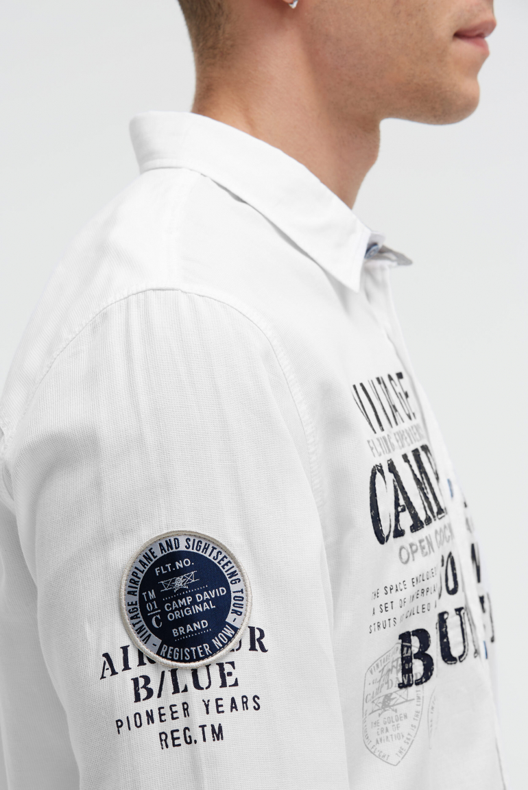 Jacquard-Langarmhemd mit Artworks
