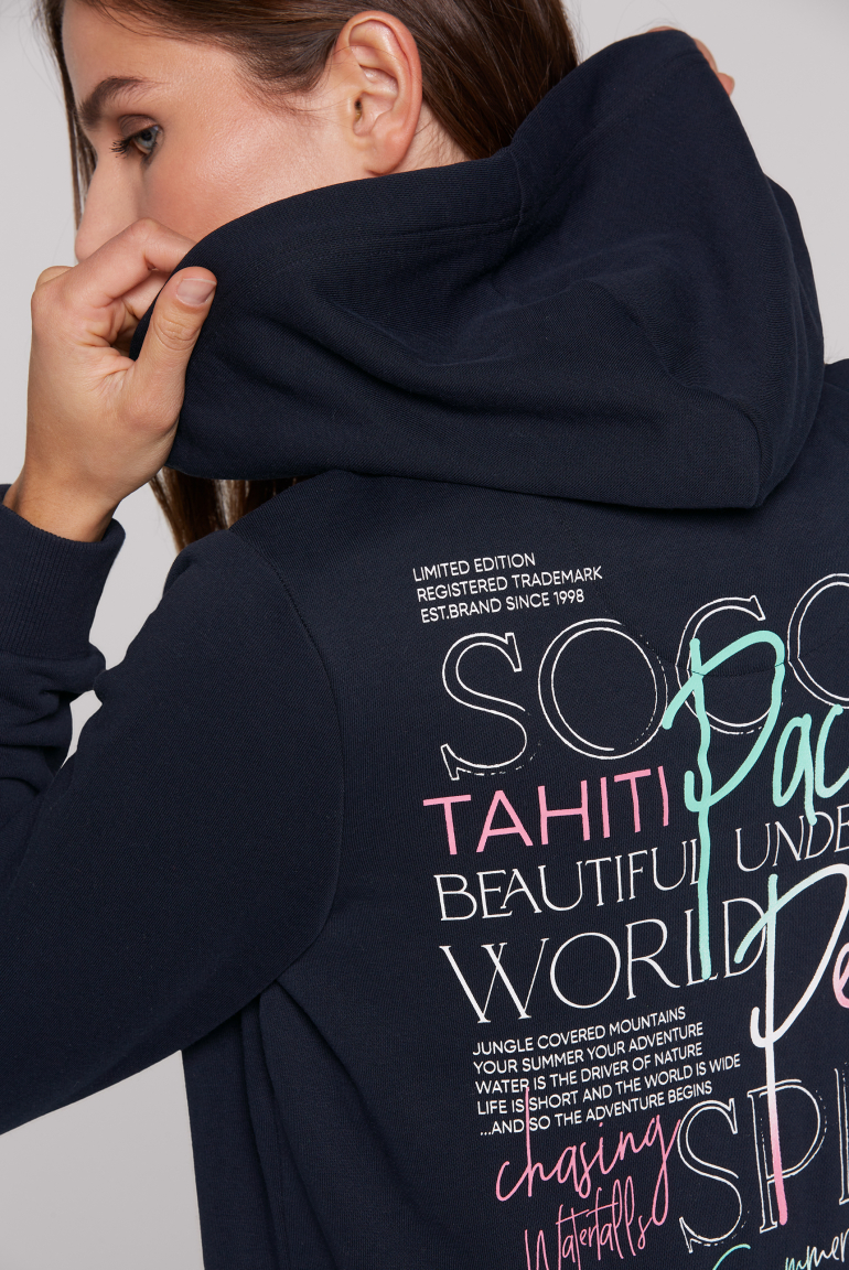Kapuzensweatjacke mit Rücken-Print
