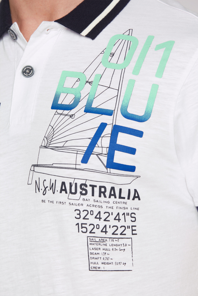 Kurzarmpolo mit Sailing Print