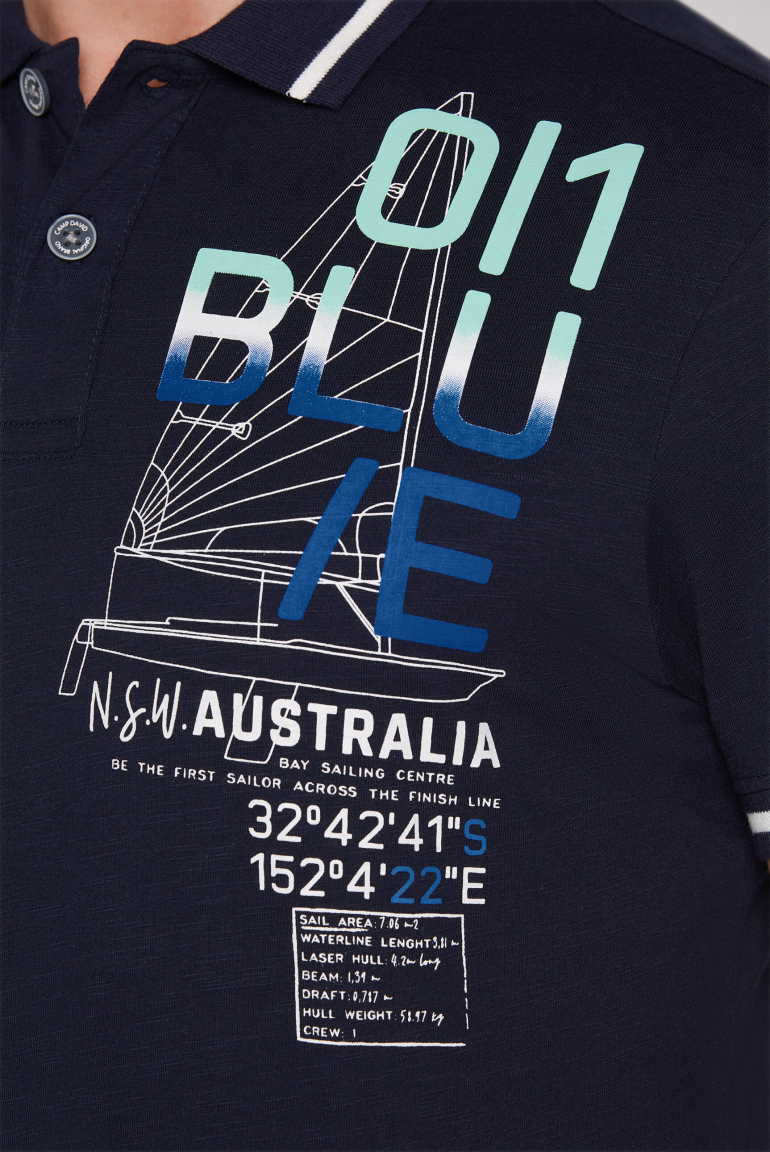 Kurzarmpolo mit Sailing Print