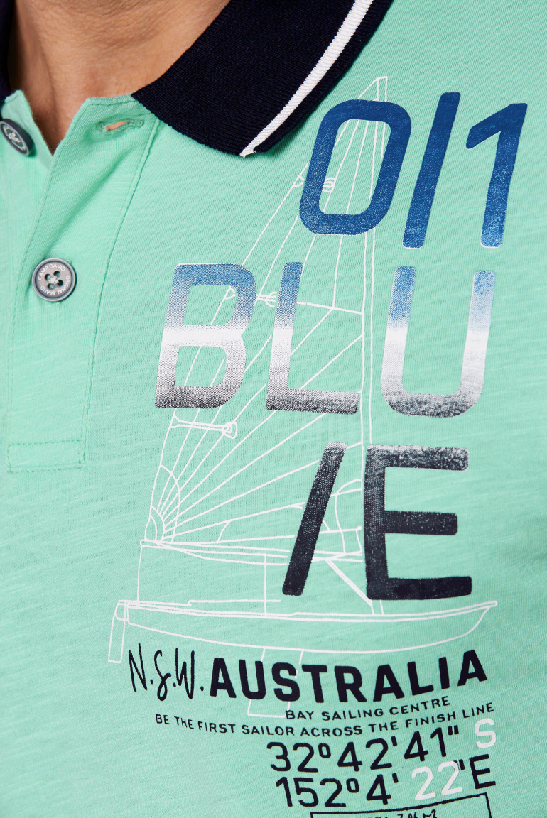 Kurzarmpolo mit Sailing Print