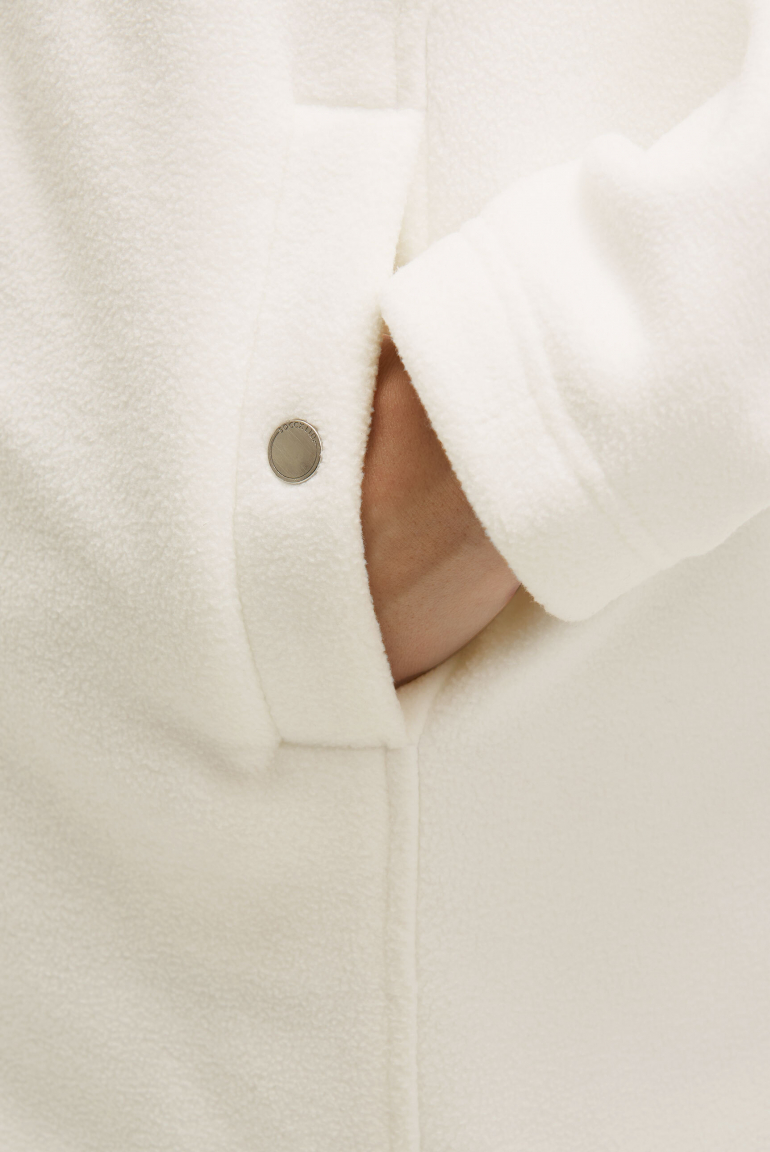 Lange Fleecejacke mit Kapuze und Label Patch