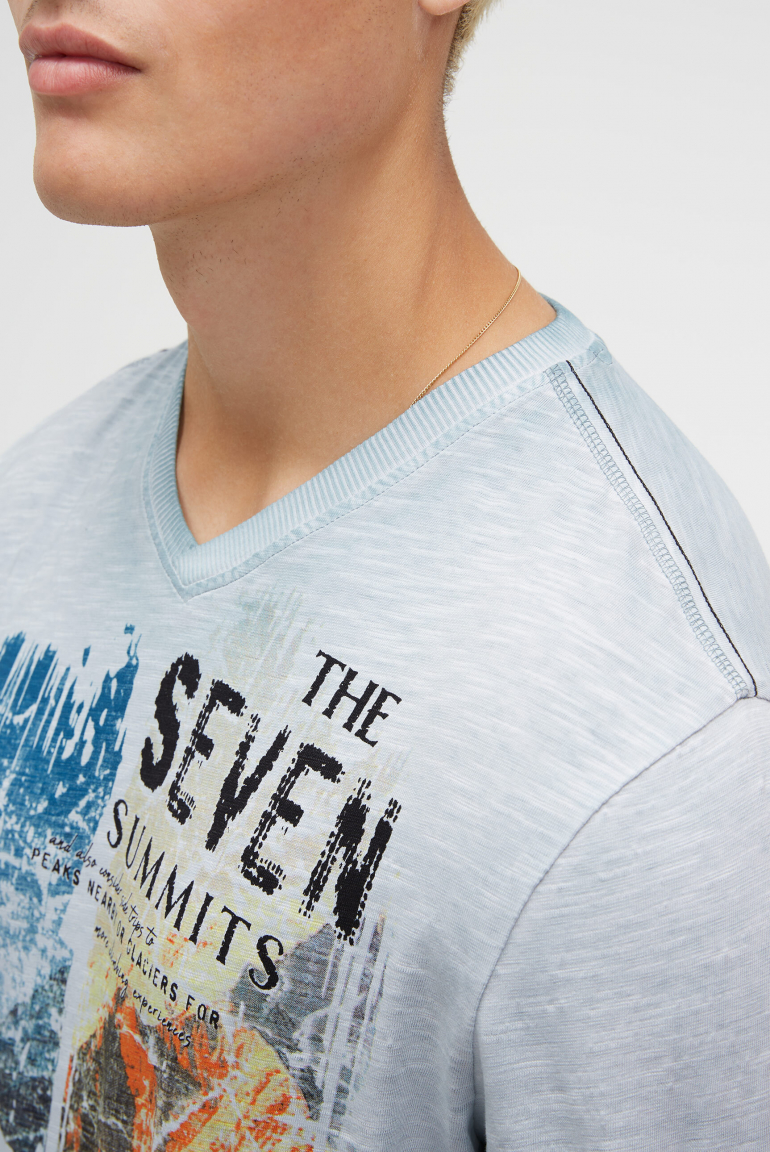 Longsleeve mit V-Neck und Photoprint