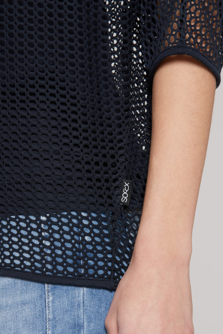 Mesh-Sweatshirt mit tonigem Top, 2-teilig