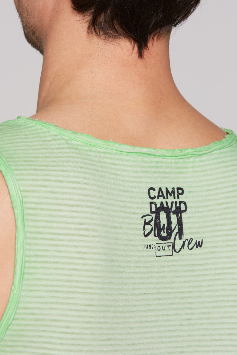 Muskelshirt mit Strukturstreifen und Logo Prints