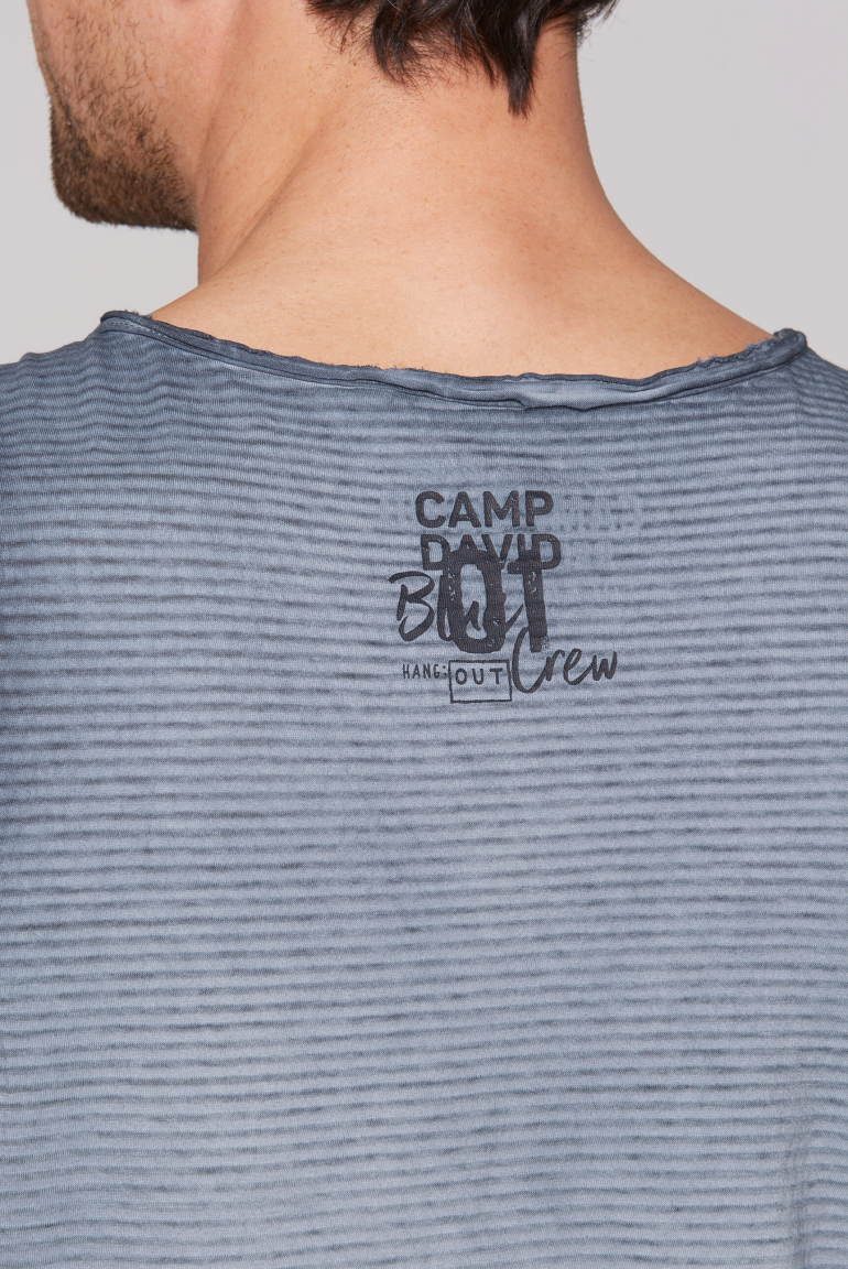 Muskelshirt mit Strukturstreifen und Logo Prints