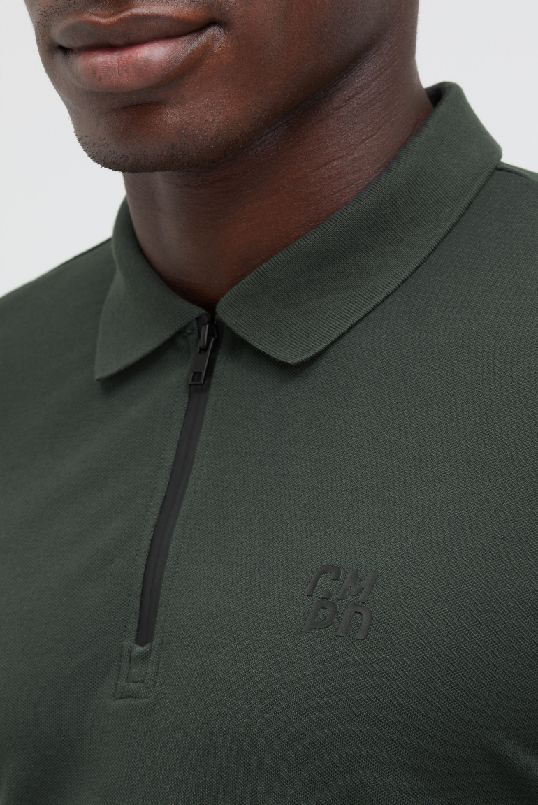 Pikee-Polo mit Zipper und Logo