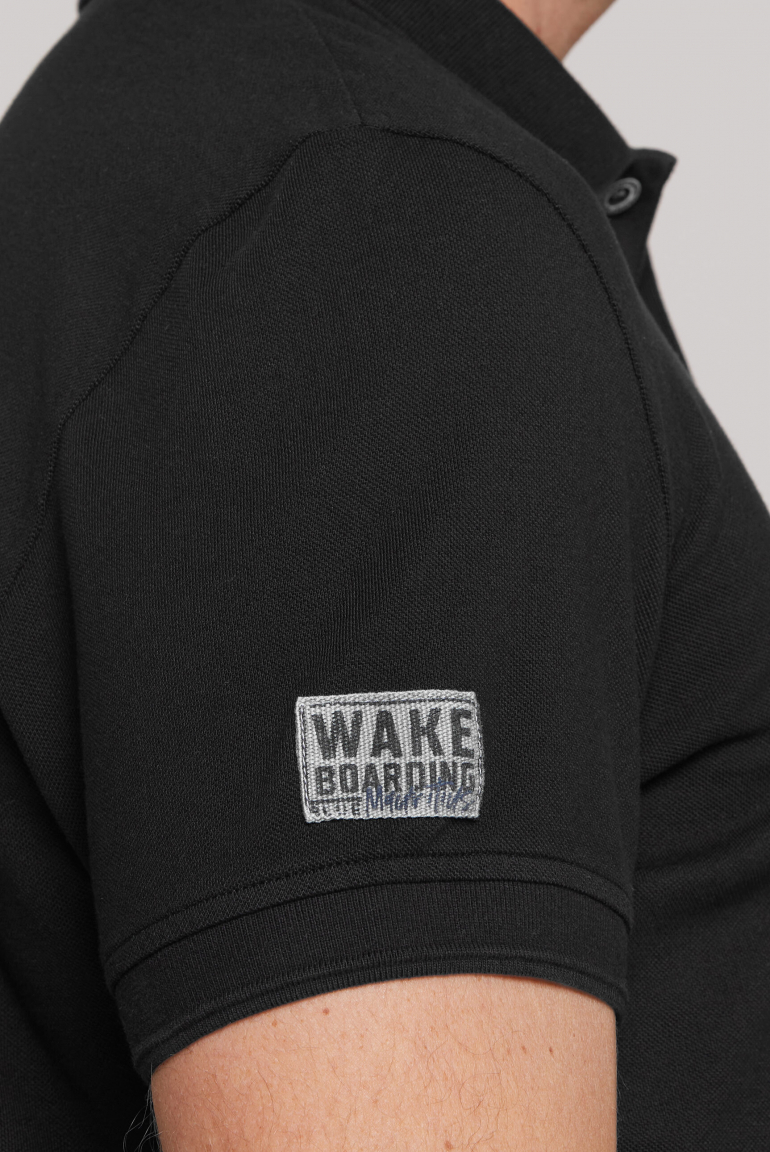 Poloshirt aus Pikee mit Label Prints