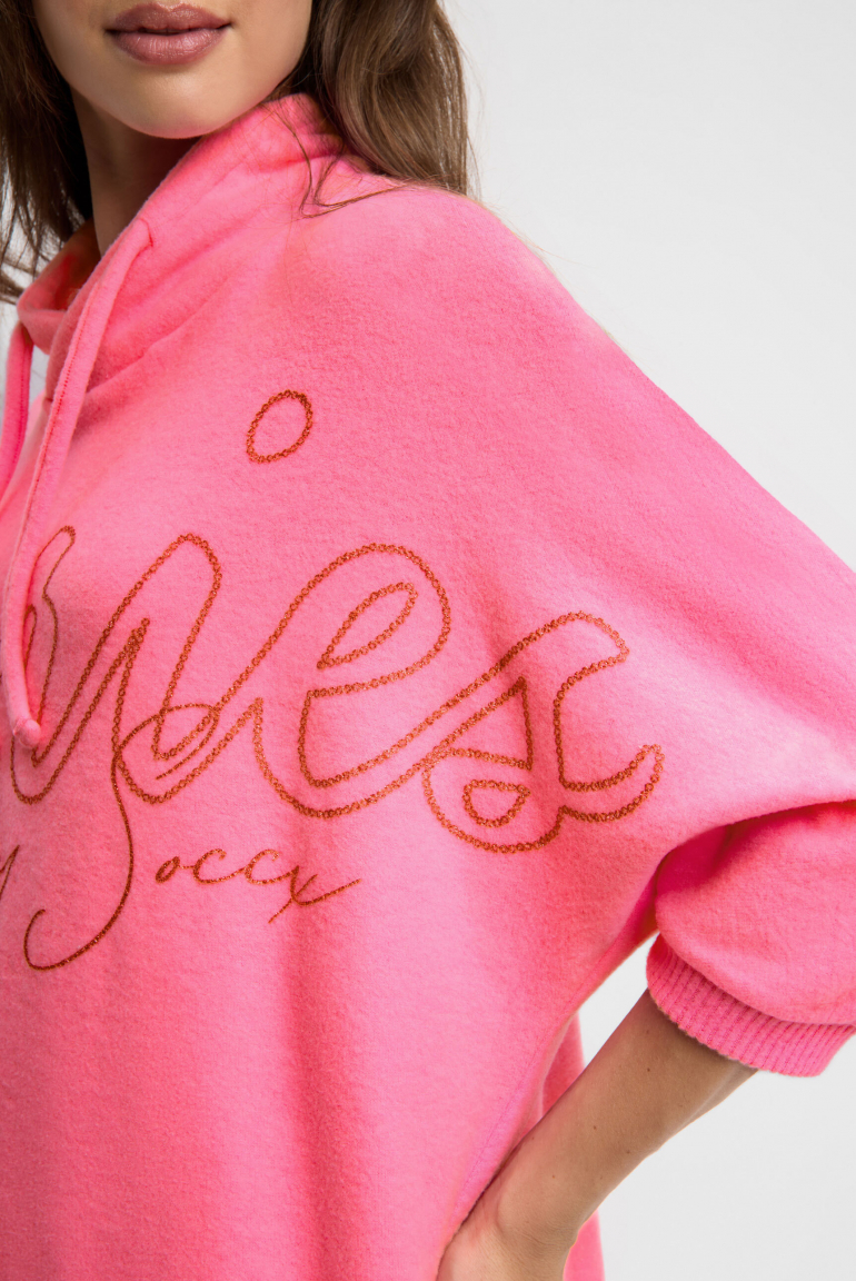 Pullover aus Flauschstrick mit Glitter-Print