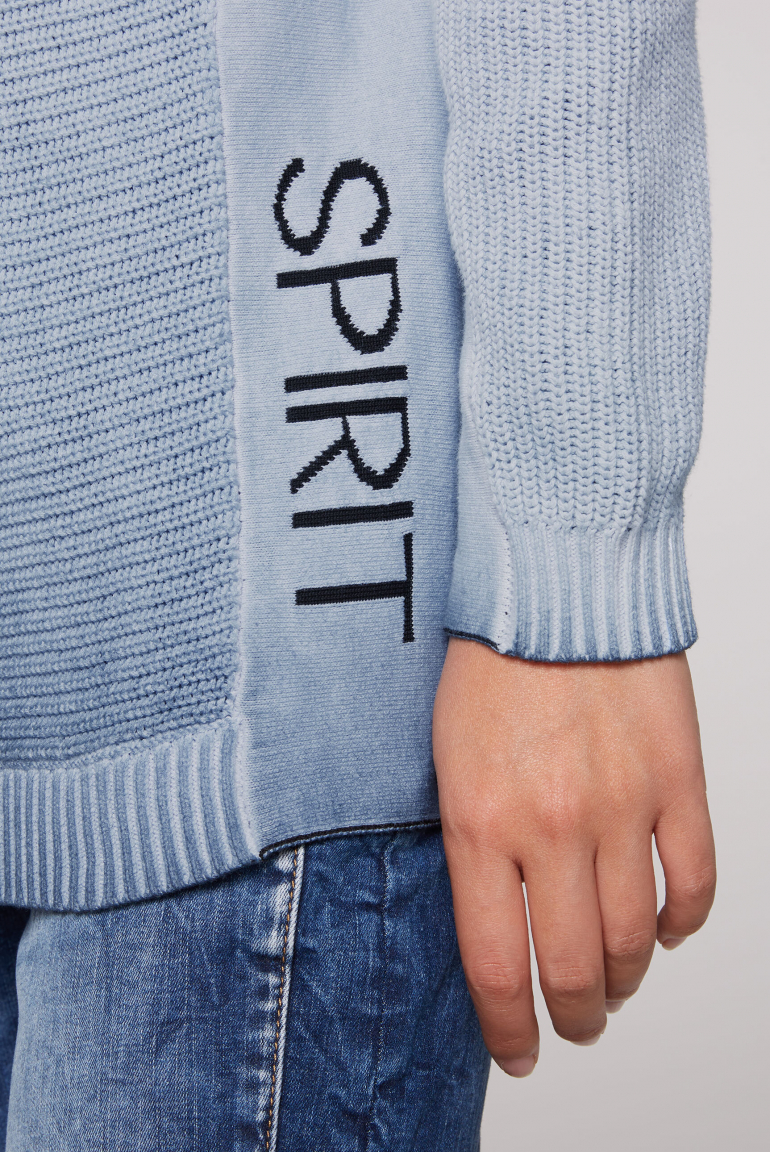 Pullover mit Rollkragen und Intarsia-Logo