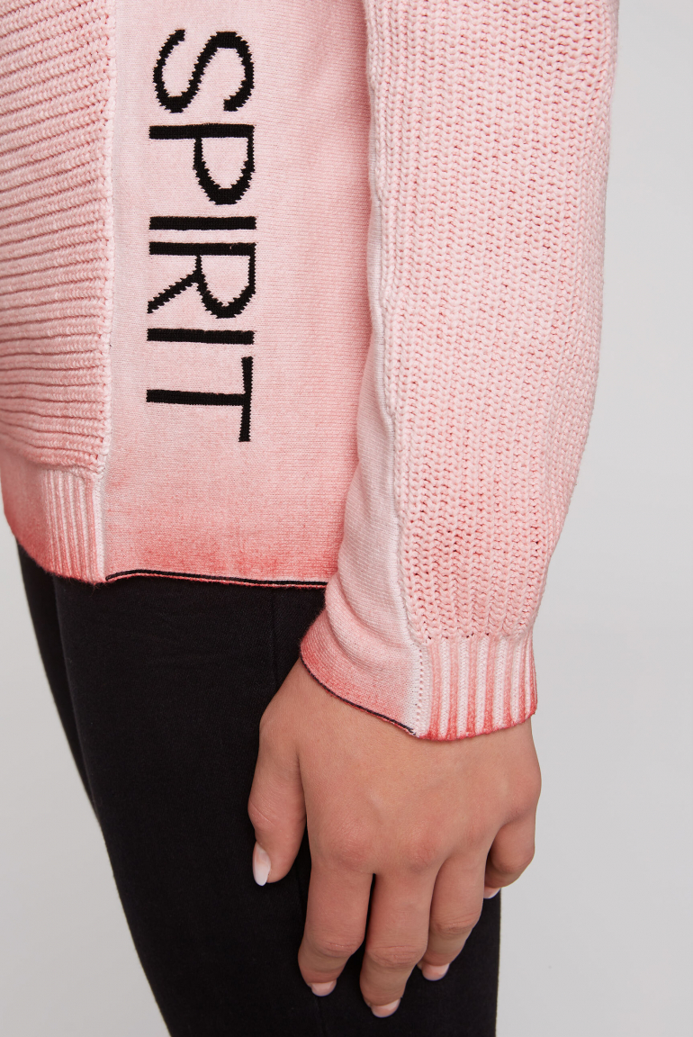 Pullover Oil Dyed mit Rollkragen und Intarsia-Logo