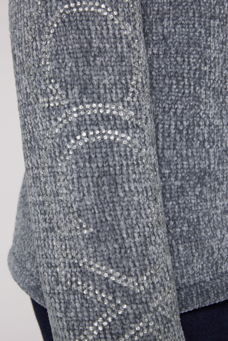 Rollkragenpullover in Chenillestrick mit Logo Prints