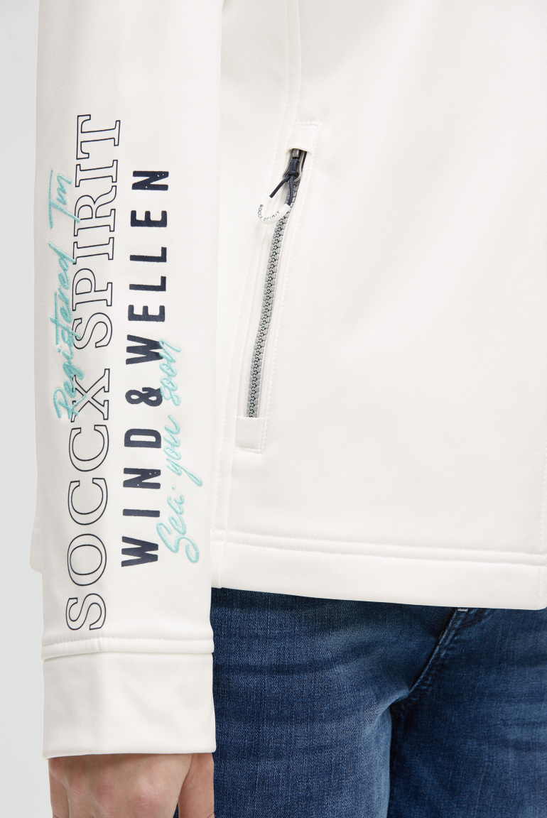 Softshelljacke mit Ärmelprint und Stickereien